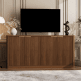 thumbnail image 2 of 59-inch modern wavy sideboard, curved contour design storage cabinet, 4-door cabinet with storage function, suitable for kitchen/bedroom/living room, Walnut, 59.0"L x 15.7"W x 27.7, 2 of 3
