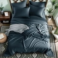 thumbnail image 3 of SONORO KATE 6 Pieces Bamboo Bed Sheets Set, Luxury Rayon Derived - Deep Pockets - Wrinkle Free - Extremely Soft, Queen, Navy Blue, 3 of 9