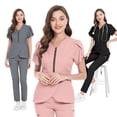 thumbnail image 2 of Wholesale V-Neck Scrub Set - Solid Color Hygienic Workwear with Pockets for Women (Jogger Pants, 8 Colors, Quick-Dry), 2 of 6