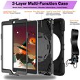 thumbnail image 4 of For iPad 6th/5th Gen 9.7"(2018/2017) Case,Kids Friendly,With Rotatable Adjustable Hand Strap,Retractable Kickstand,Shoulder Strap,Kids Friendly,Shockproof Anti-fall Rugged Heavy Duty Case,Black, 4 of 10