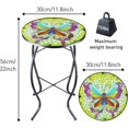 thumbnail image 4 of Patio Side Table Outdoor Mosaic Table Accent Coffee Table,Plant End Table Small Porch Colorful Butterfly Indoor,Round Glass Balcony Small Porch Plant Table Stands for Garden Patio Living Room 14 Inch, 4 of 7