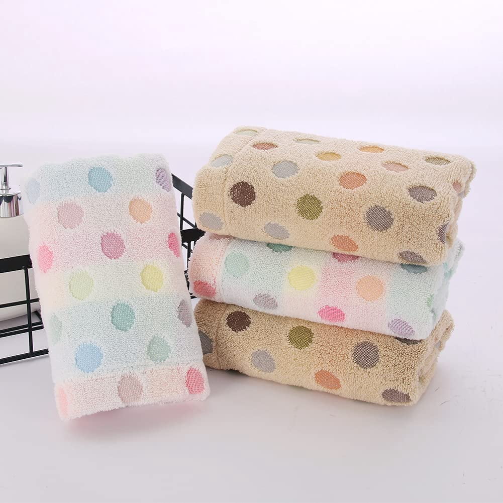 Pidada 100% Cotton Polka Dot Pattern Hand Towels for Bathroom Set of 4 (Beige)
