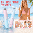 thumbnail image 3 of JUUTREN 2-in-1 Bikini Trimmer for Women, Rechargeable Electric Razor & Dual-Head Shaver for Bikini, Face, Body & Legs, IPX7 Waterproof, Wet & Dry（ Pink-Blue Gradient）, 3 of 8