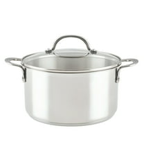 Rachael Ray Professional Stainless Steel Induction Stockpot with Lid, 6 Quart, Silver