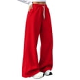 thumbnail image 4 of Dresfit Baggy Sweat Pants Women Wide Leg Barrel Sweatpants Fall Winter Drawstring Elastic Waist Joggers Lightweight Solid Color Track Lounge Pants 2XL, 4 of 8
