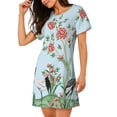 thumbnail image 2 of Easygdp Chinoiserie Floral Palm Tree Camisón de manga corta para mujer, informal, estampado, 2 of 6