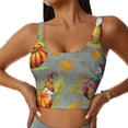 thumbnail image 2 of Picia Gnomes With Pumpkins Sports Bra for Women,Padded Strappy Sports Bras Medium Support Yoga Bra with Removable Cups,Running Yoga Bra-Large, 2 of 9