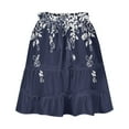 thumbnail image 5 of Deals of The Day Clearance kttectoa Cute Leisure Ruffle Lace-up Beach Skirts Summer Skirts Floral Graphic Skirts Elastic Mid Waist Mini Skirt for Ladies Casual Club, 5 of 6