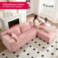 thumbnail image 3 of MUZZ 106" Modular Sectional Sofa, L-Shaped Cloud Couch with Deep Seat, No-Assembly Corduroy Living Room Sofa, Pink, 3 of 9