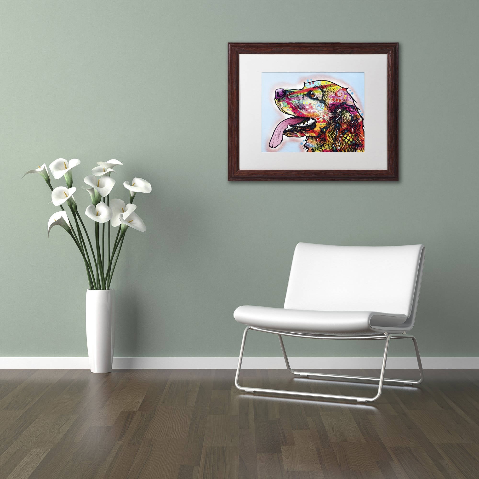 Trademark Fine Art "Cocker Spaniel" Canvas Art by Dean Russo, White Matte, Wood Frame