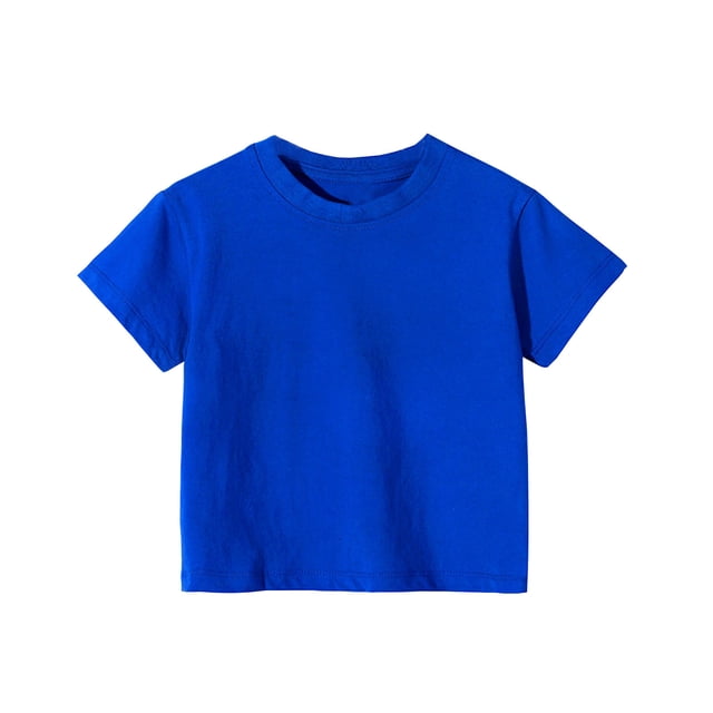 Tungbrin T-Shirts Col Rond pour Garçons et Filles Été Coton Décontracté Manches Courtes Confortables Couleur Unie