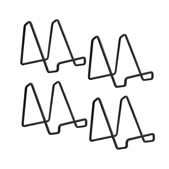 Tripar 4" Mahogany Painted Square Wire Display Stand for Plates, Artwork, Framed Photos (4 Pack)