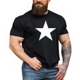 thumbnail image 1 of TSADFHJI T-Shirts Graphiques pour Hommes Pêche Automne Imprimé Étoile Mode Simple Manches Courtes Col Rond T-Shirt m Noir, 1 of 4