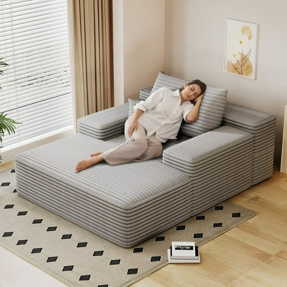 68"*51" Oversized Cloud-like Chaise Lounge with Durable Support | Grey