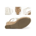 thumbnail image 4 of BLISSFUL STEP Mother's Day Lace Ankle Strap Platform Wedges Heel Sandals for Women White 9, 4 of 7
