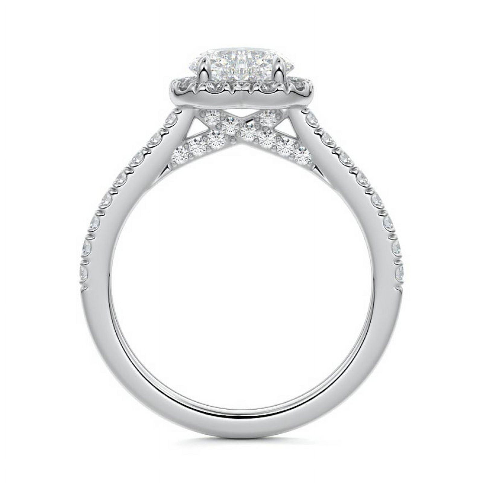 Bow Jewel 1.5 Ct Heart Shaped Diamond Ring for Women - 14K White Gold Plated Wedding Ring - Halo Style Engagement Ring for Her - Diamond Anniversary Proposal Ring for Women
