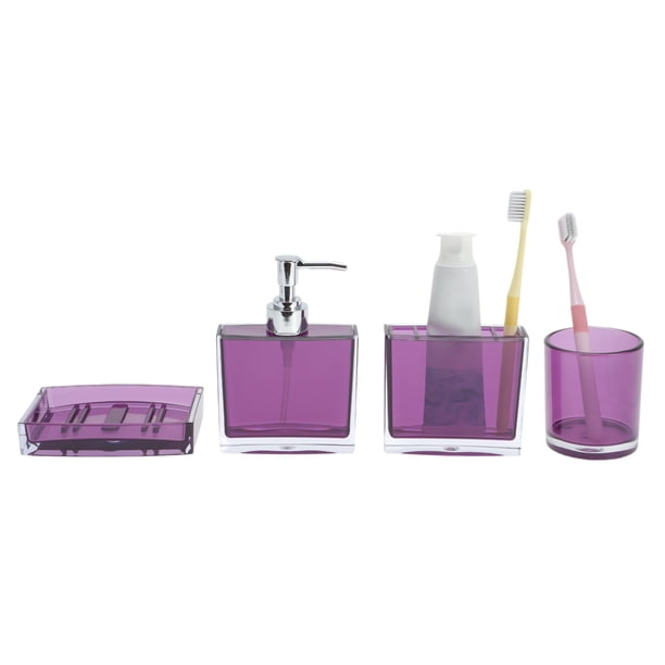 Accesorios de baño ligeros únicos, 1 juego para tocadores de baño, púrpura PS
