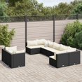 thumbnail image 1 of vidaXL 9 Piece Garden Sofa Set with Cushions Black Poly Rattan, 1 of 5
