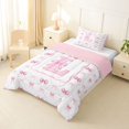 thumbnail image 2 of Manfei Girls Pink Personalized Initial L Twin Comforter Sets 3-Piece,Kids Teens Kawaii Ribbon Bow Grid Bedding Set,Pink Reversible,Microfiber Bedroom Decor, 2 of 6