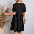 thumbnail image 5 of Summer Solid Dresses for Women 2026 Short Sleeve v Neck Mini T Shirt Dress - Midi Dress Flowy Pleated Beach Sundress - Summer Trendy Vacation Beach Dress Black L, 5 of 8