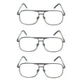 EYE ZOOM Reading Glasses 3 Pack Metal Frame Square Aviator Style Geek