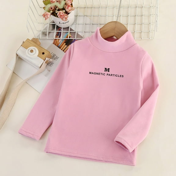Thetops Everyday Toddler Turtleneck Shirt - Soft Cotton Long Sleeve, 3T Pink, Breathable Layering Top for Girls