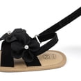 thumbnail image 6 of Infant Baby Girls Summer Sandals with Flower Bowknot Soft Sole Wedding Dress Flats Newborn First Walkers Crib Dress Shoes Black 5M(12), 6 of 7