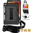 thumbnail image 3 of SOATUTO For iPad 9th 2021 Case Hybrid Shockproof Rugged Protection Cover with 360 Degree Kickstand/Hand Strap and Carrying Shoulder Strap For Apple iPad 9th 8th 7th Generation 10.2 inch -Black+Black, 3 of 6