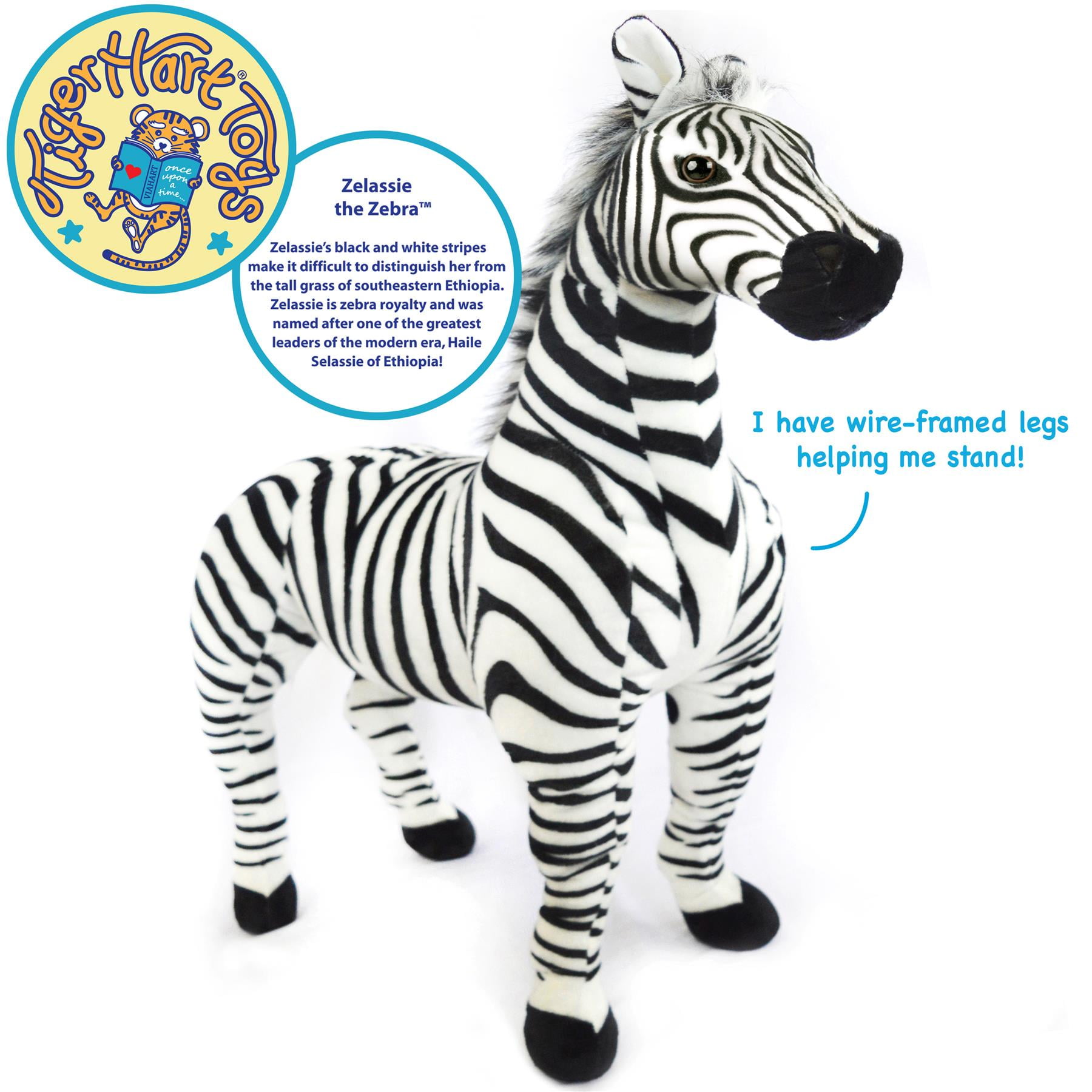 Tiger Tale Toys | Zelassie the Giant Zebra Plushie | Large Stuffed