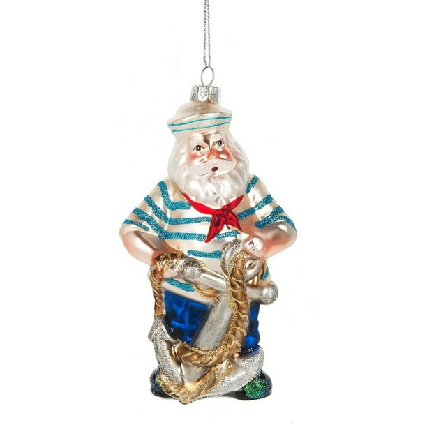 Nautical Sailor Santa Christmas Holiday Ornament Glass - Walmart.com