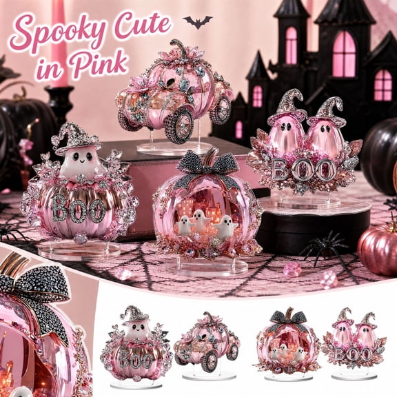 Pink Halloween Decor | Cute Spooky Home Decor for Indoor Parties, Ghost Themed Halloween Decorations for Bathroom, Kitchen, Bedroom and Dorm, 1 Pack Halloween Room Decor with
