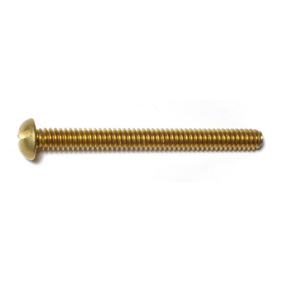 #10-24 x 2" Brass Coarse Thread Slotted Round Head Machine Screws (10 pcs.)