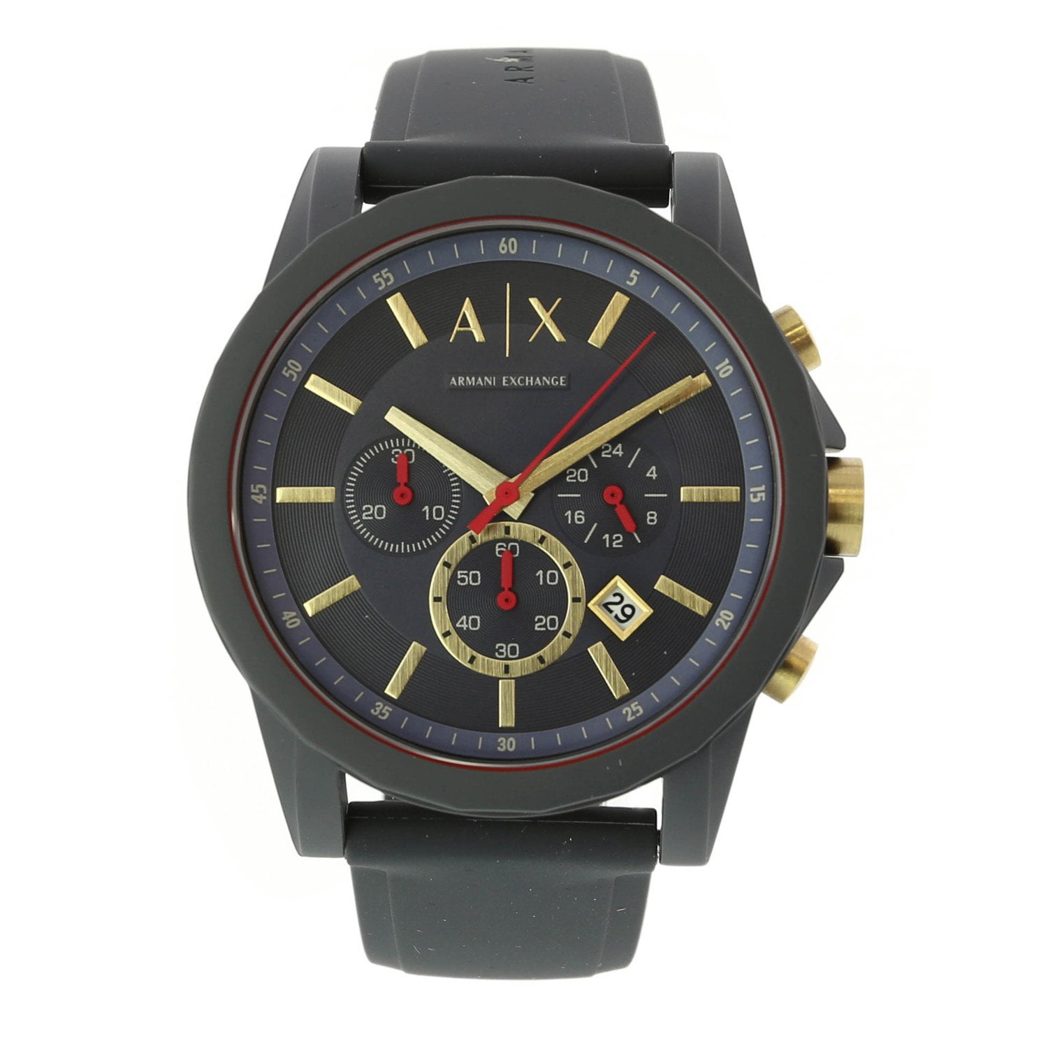 Armani Exchange Men's Ax1335 Black Silicone Quartz Sport Watch ...