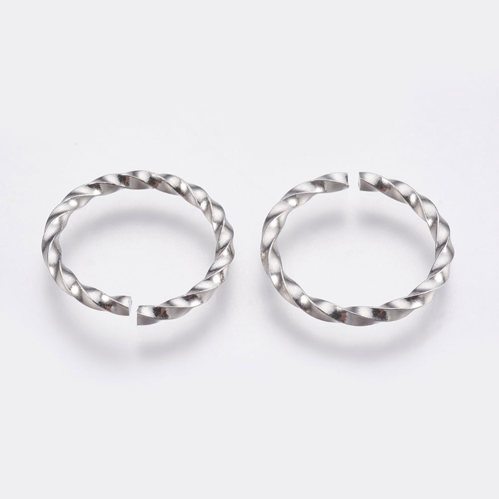 100pc Resistant 304 Stainless Steel Open Jump Rings Twisted Round Stainless Steel Color 15x1.5mm 15 Gauge Inner Diameter: 12mm