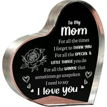 Mom Gifts Heart Shaped Acrylic Plaque I Love You Mom Engraved Keepsake Mother's Day Birthday Gift from Daughter Son 3.9x3.9 Inch