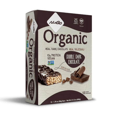 NuGo Organic Protein Bar, Double Dark Chocolate, 10g Protein, 12 (Best Tasting Protein Bars Uk)