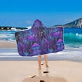 thumbnail image 2 of Yayeee Kids Hooded Towel with Hand Pockets Beach Soft Absorbent Bath Wrap 50 x 23.5 inch, Purple Mushrooms Pattern, 2 of 5