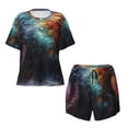 thumbnail image 4 of Picia Colorful Ink Style Dragon Pajamas Sets for Women Soft Short-Sleeved Pjs with Lounge Shorts Two Piece Sleepwear-Large, 4 of 9
