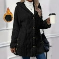 thumbnail image 2 of Tiweut Leisure Fleece Jackets for Womens Solid Color Long Sleeve Hooded Button Cardigan Cozy Coat Blouses Black,M, 2 of 9