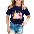 thumbnail image 2 of YunPes Girls Back To School T Shirt Floral Apple Crayon Ruler Scissors Backpack Graphic Print Short Sleeve Tees Kids Casual Daily Tops, 2 of 7