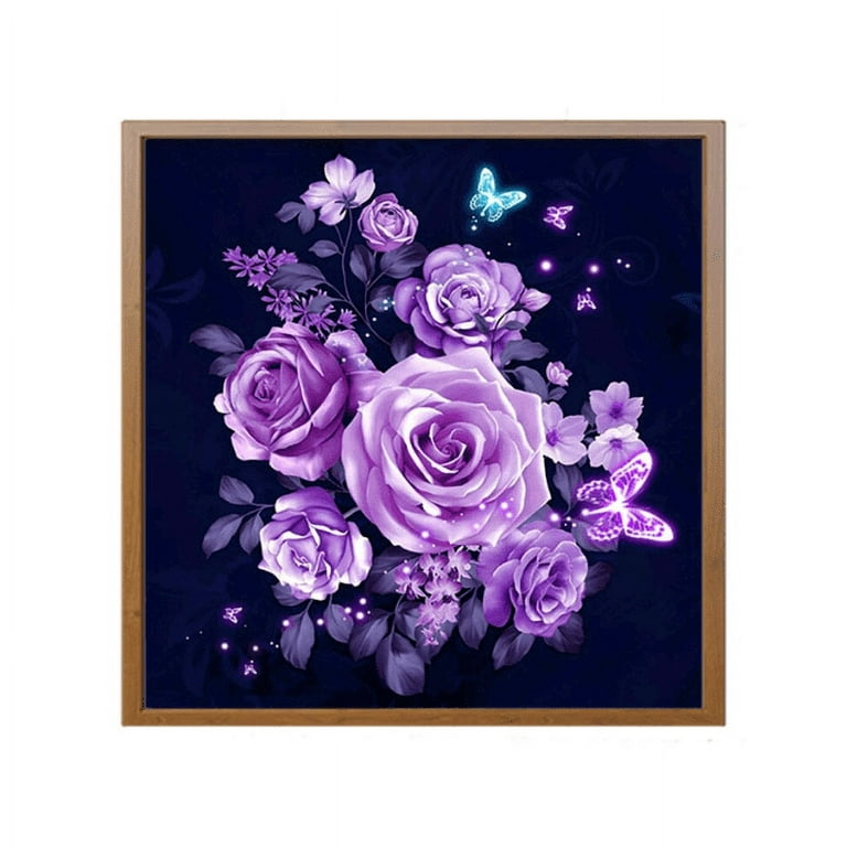 5D Glowing Flower Diamond Painting Lovely Rose Design Embroidery