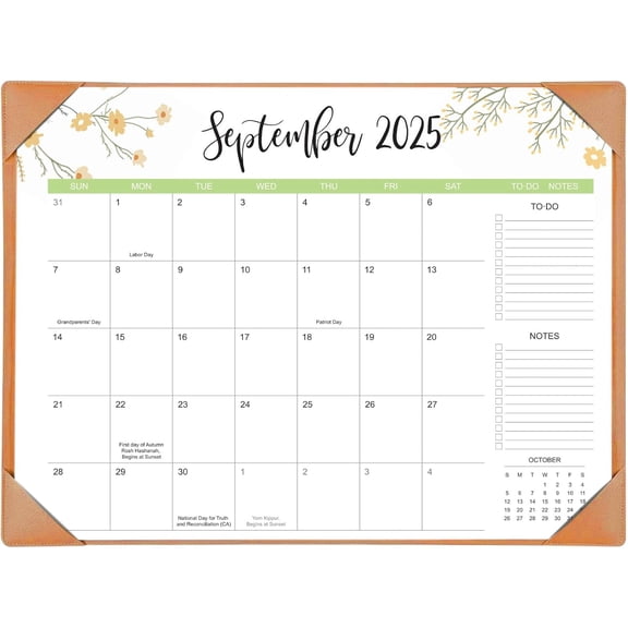 Desk Calendar 2026 with Desk Mat – 22" x 17" Large Desk Pad Calendar Runs From Sep 2025 to Dec 2026, Floral Design Desktop Calendar for Home, Office
