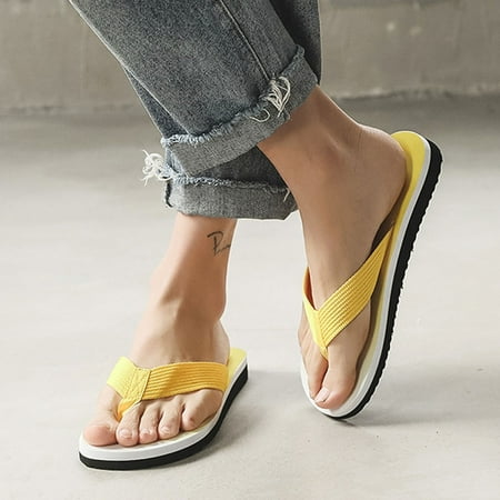 

Foraging dimple Men Summer Flip Flops Shoes Sandals Slipper Indoor & Outdoor Flip-flops Yellow