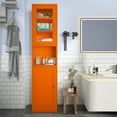 thumbnail image 3 of CHSHIN 67" Tall Metal Bathroom Storage Cabinet,6-Tier Tall Storage Cabinet with Glass Doors,Orange, 3 of 7