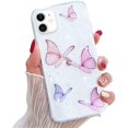 thumbnail image 1 of for iPhone 6 Plus iPhone 6S Plus Glitter Case Cute Butterfly Pattern Design Shiny Sparkly Bling Case for Girls Crystal Clear Soft TPU Bumper Protective Cover for iPhone 6 Plus/6S Plus, Pink, 1 of 7