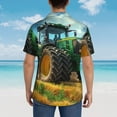 thumbnail image 3 of Lsque Green Tractor Field pattern Hawaiian Shirt for Men, Unisex Summer Beach Casual Short Sleeve Button Down Shirts-3X-Large, 3 of 9