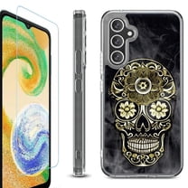 OneToughShield ® Compatible with Samsung Galaxy A15 5G, Shockproof Bumper Phone Case, with Tempered Glass Screen Protector - Skull Smoke
