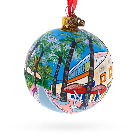 Lincoln Road, Miami, Florida, USA Glass Ball Christmas Ornament 3.25 Inches