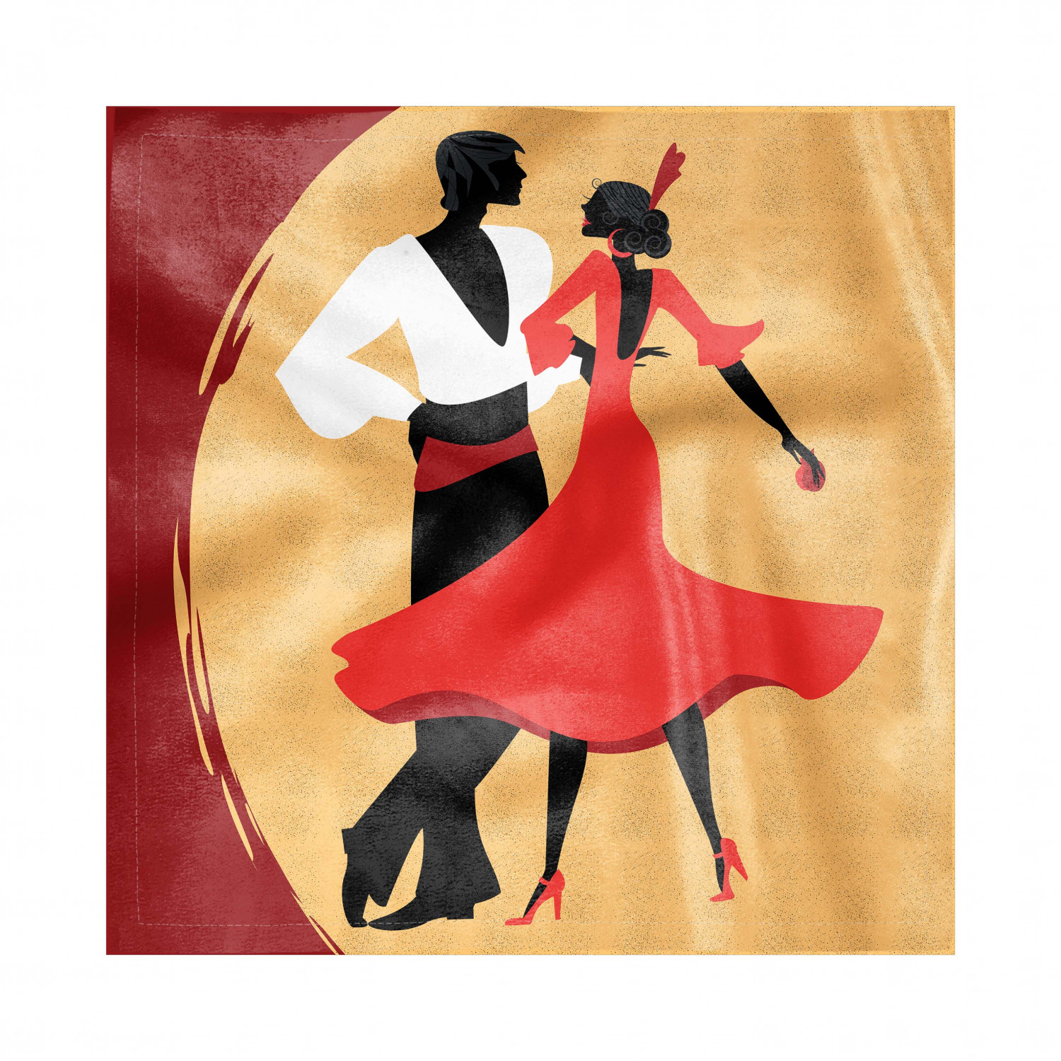 Spanish Napkins Set of 4, Spanish Dancers in Folk Dress Silhouettes