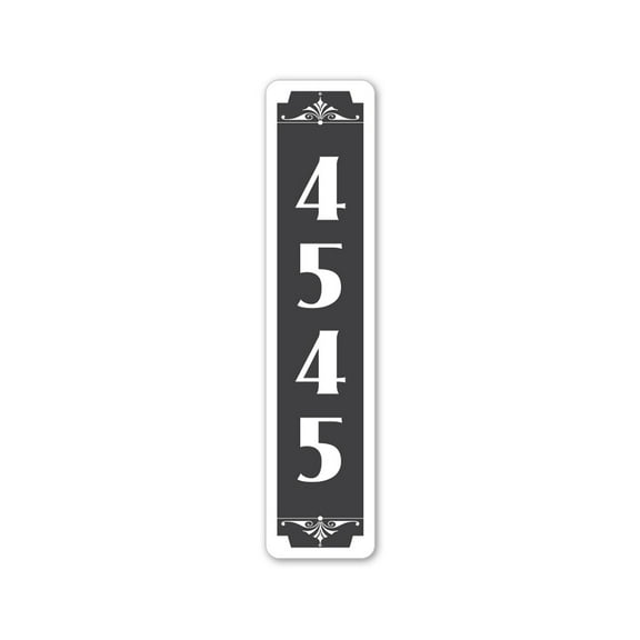 Vertical House Number Aluminum Metal Decor Sign - 4x18 inches